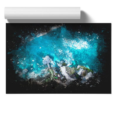 Padang Padang Island in Bali Paint Splash - Frameless Print