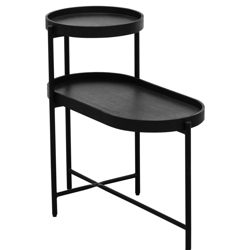 2 tables de rangement avec rangement - métal noir et bois stable côté meubles de salon pour un espace pratique