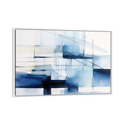 Abstraction géométrique bleue - reproduction d'art murale - toile encadrée