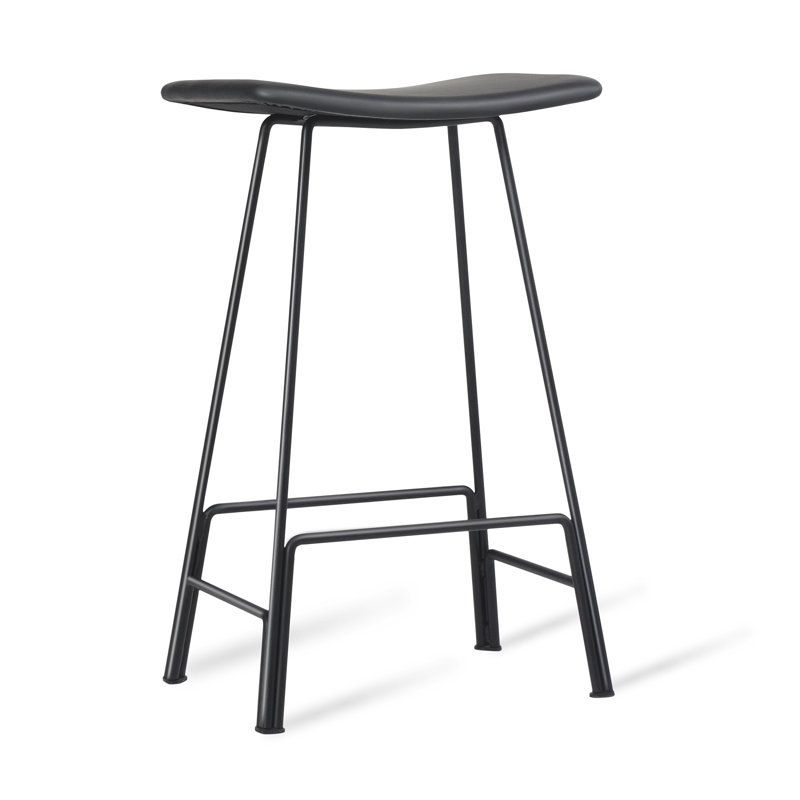 Tabouret Canaria, Noir, Noir, Tabouret de comptoir (siège d'une hauteur de 27 p