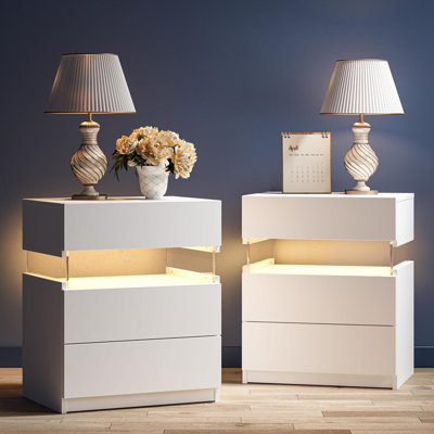 White Nightstands Set Of 2