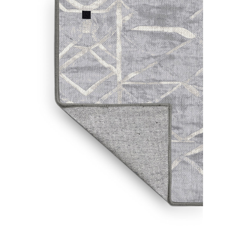 Machine Washable Gray Area Rug, Rectangle 5' x 7'