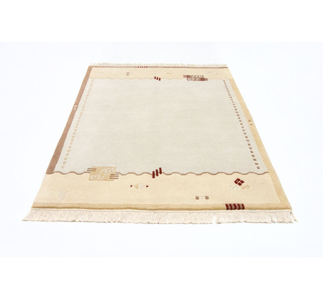 Zephyr Hand Hooked Wool White Indoor/Outdoor Rug