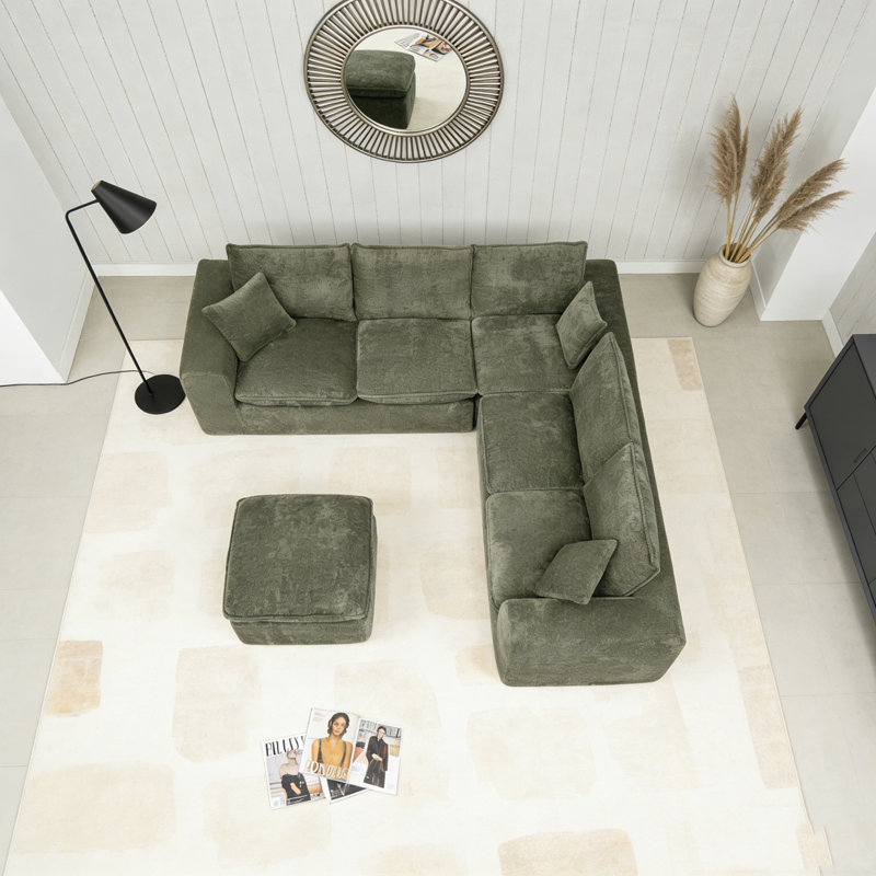 Canapé modulaire en L 107 po, Vert, 6