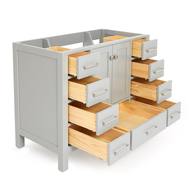 Cambridge 42'' W Single Bathroom Vanity Base, Brushed Nickel, Gray