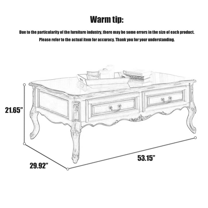 Solid wood four-drawer coffee table