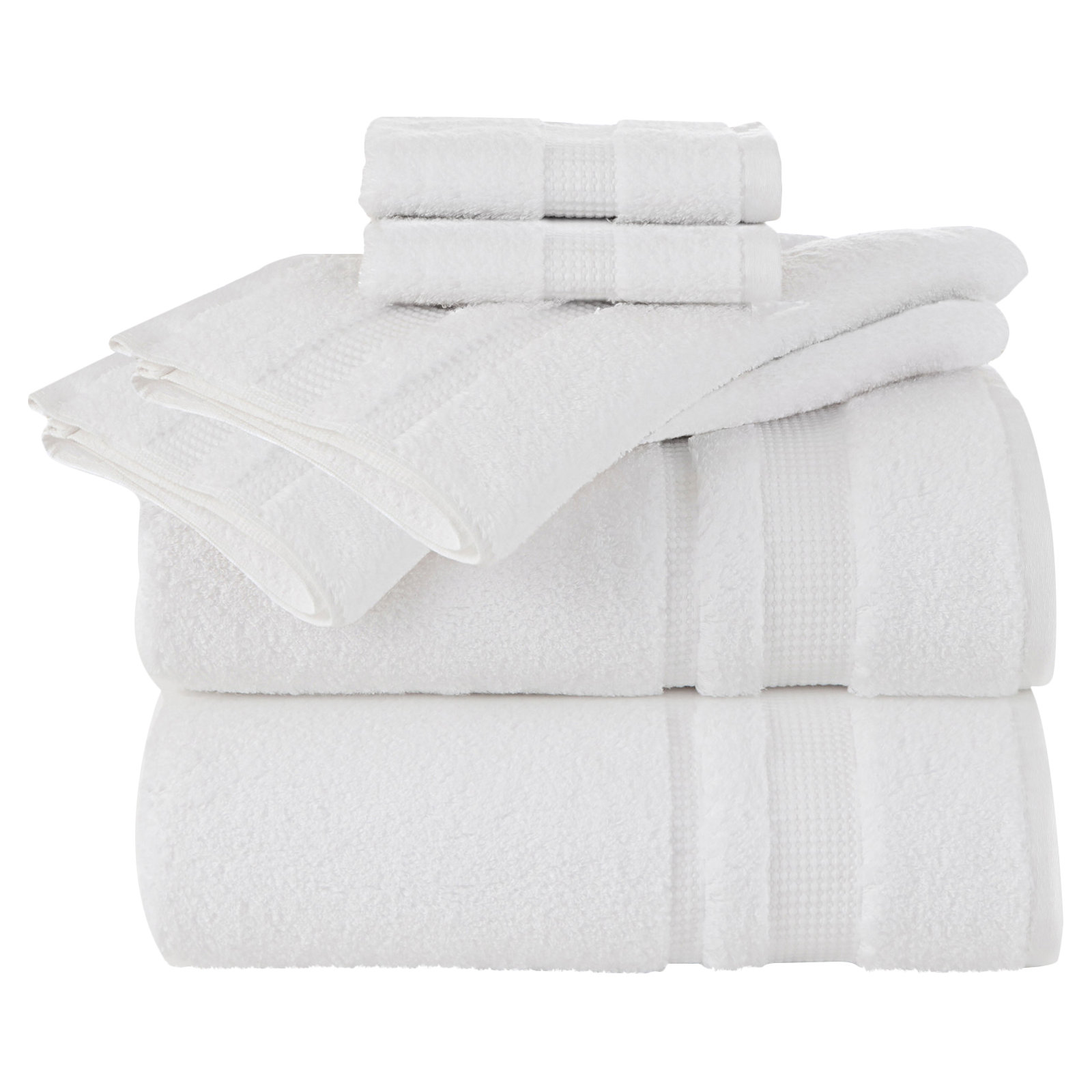 Casswell 6 Piece 100% Cotton Towel Set, White