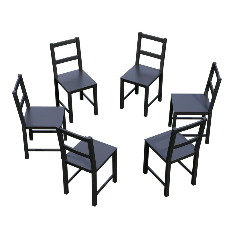 Antwanae Solid Wood Side Chair, Farmhouse Dining Room Chair, Kitchen Chair, Black