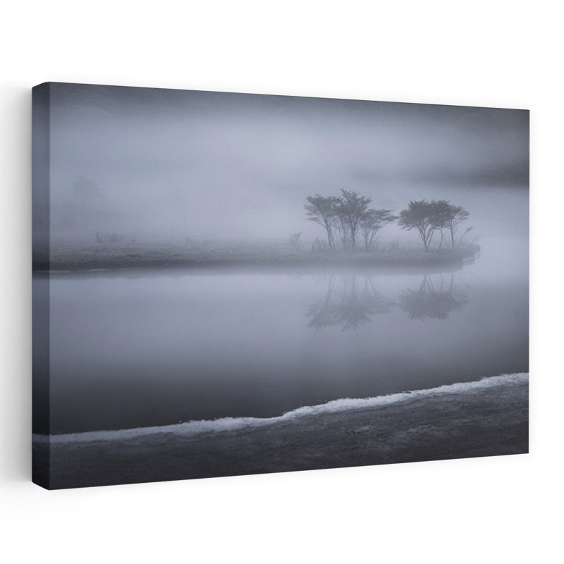 Art contemporain, arbre paisible paysage serein, H 16 po x l 24 po