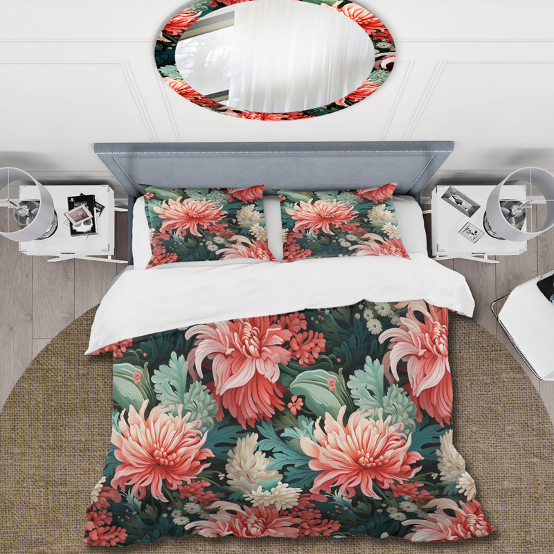 Literie Tropic Coral, Housse de couette pour très grand lit et 2 très