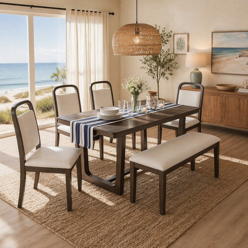 6-piece Dining Table Set,, Brown