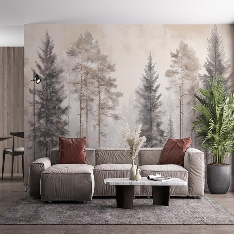 Paysage de pin brume d'hiver, L 118 po x l 236 po