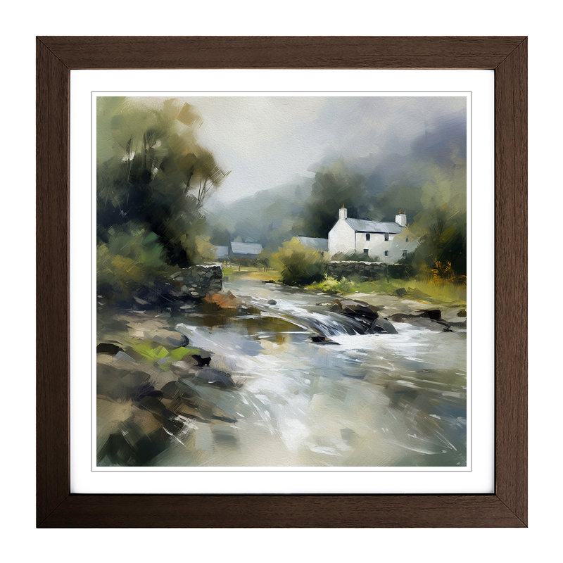 Wales Impressionism No.3 - Single Picture Frame Print on Wood, Walnut