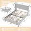 Queen Size Bed Frame With 4 Storage Drawers And Wingback Headboard In Grey Grey Platform Supportive