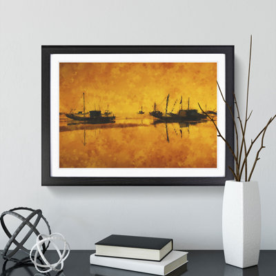 Fishing Boats at Sunset - Framed Print