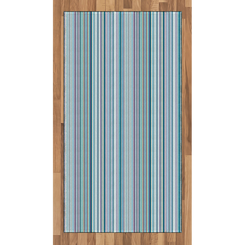 Striped High Density Long Fiber Poly Threads Decorative Area Rug Carpet, Rectangle 2'7" x 5'