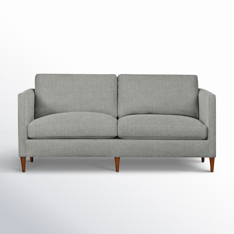 Clifford Upholstered Custom Studio Sofa, Ticket Smoke Heathered Basketweave