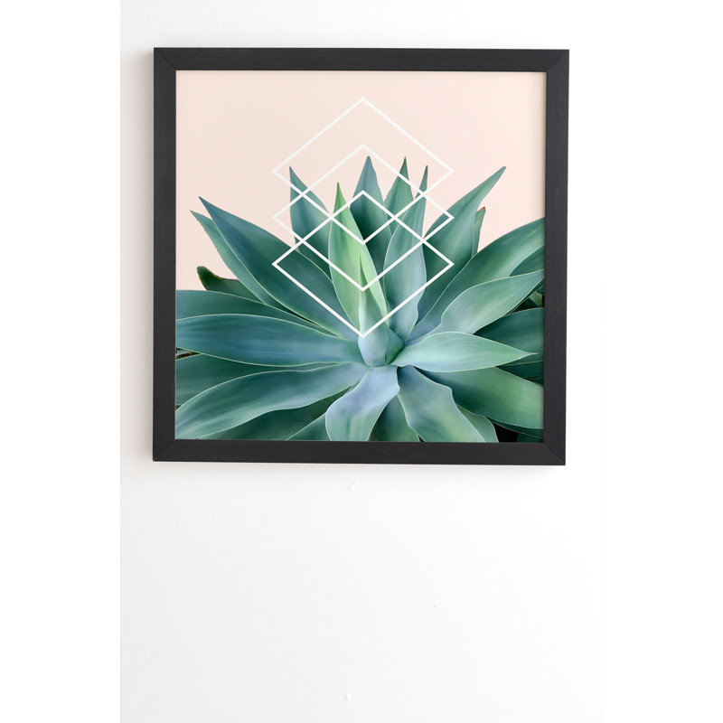 « agave geographical metrics pêche », impression, H 20 po x l 20 po x P 2 po, Armature en bambou, Pas de tapis