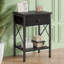 Table de chevet en tissu avec tablette ouverte, petite table de chevet pour chambre à coucher, salon ou dortoir-2039354047
