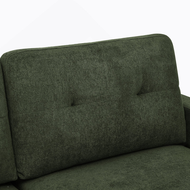 Canapé capitonné 67,7 po de largeur Mid-Century avec pieds en bois, Vert