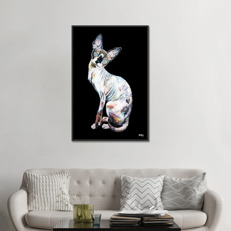 « larry, black background », impression sur toile, H 60 po x l 40po x P 1,5 po, Toile avec cadre flottant noir, Pas de tapis