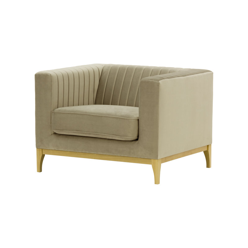 Bullis Velvet Armchair, Beige, Like Oak