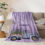 Spring Summer Throw Blanket Twin Size Farmhouse Summer Theme Blanket Floral Throw Blanket for Couch Sofa Bed Soft Cozy Fuzzy Plush Fleece Blankets Blanket 60x80