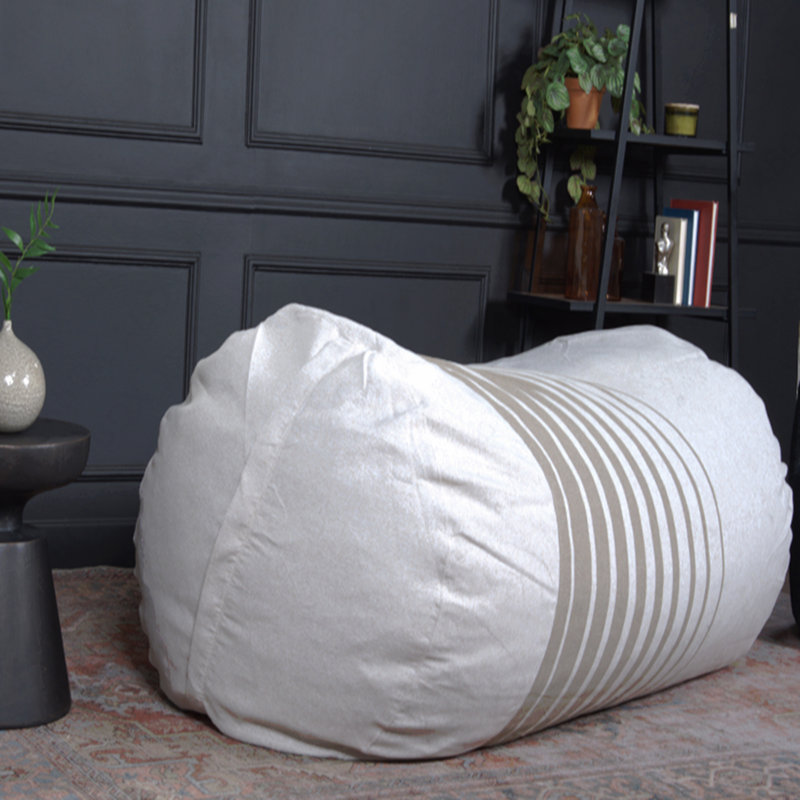 Fauteuil à billes cylindrique rayé de 6,5 pieds, couleur naturelle avec rayures brun clair