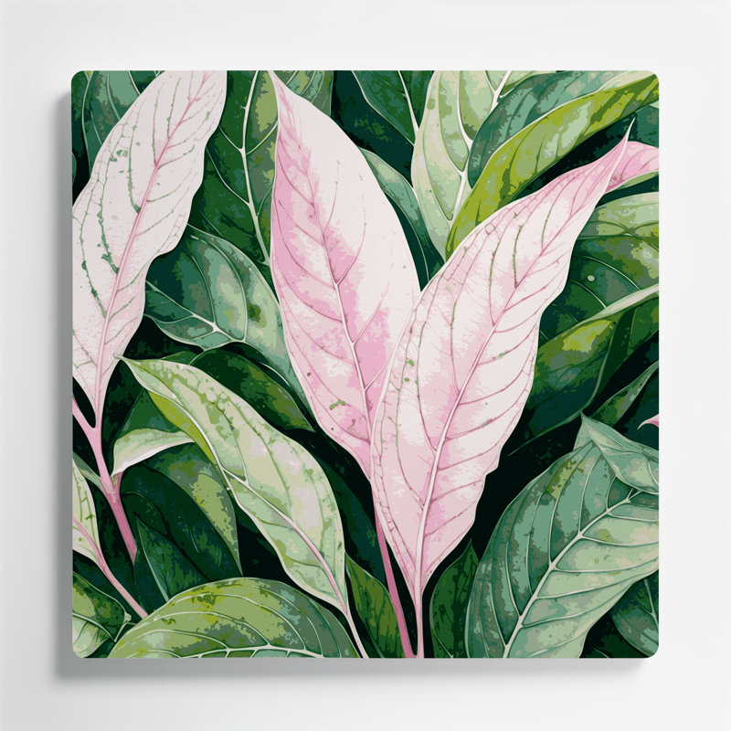 Art mural en métal botanique beige Fittonia, H 384 po x l 384 po x P 0,05 po