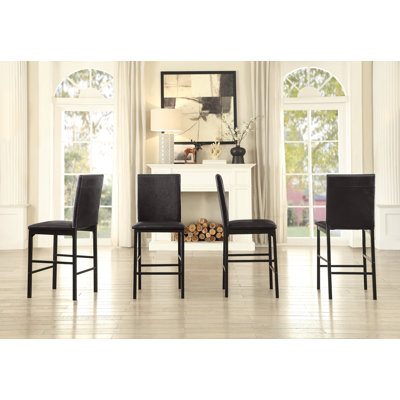 Ensemble de 4 chaises de salle à manger à hauteur de comptoir avec cadre en métal brun et siège en similicuir brun
