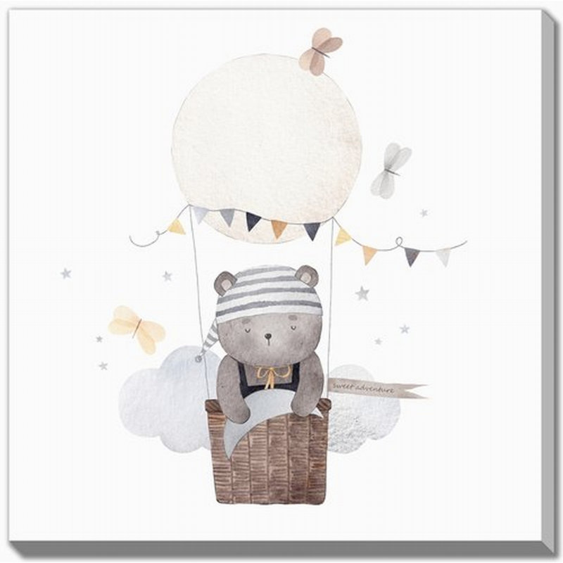 «Hot Air Balloon Bear 2», art mural, H 38 po x l 38 po
