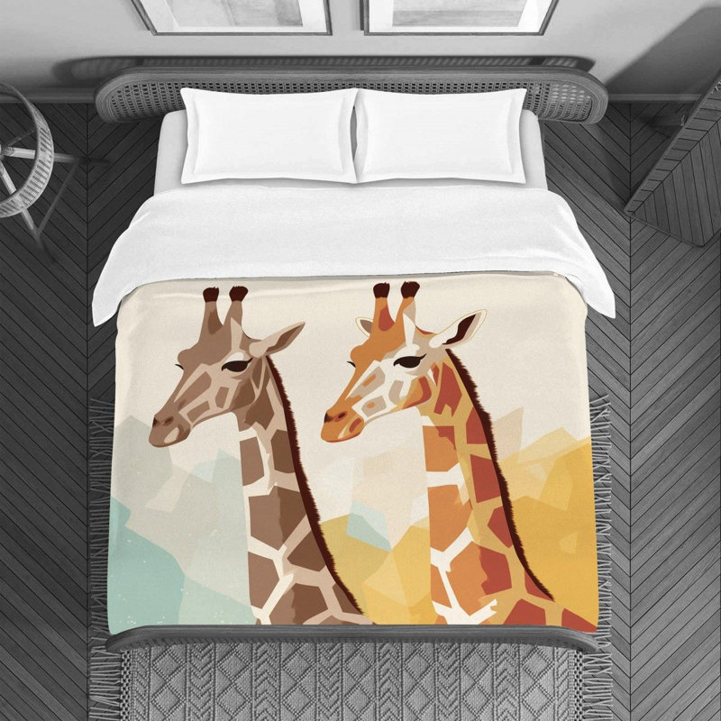 Housse de couette à imprimé girafe, Housse de couette pour grand lit