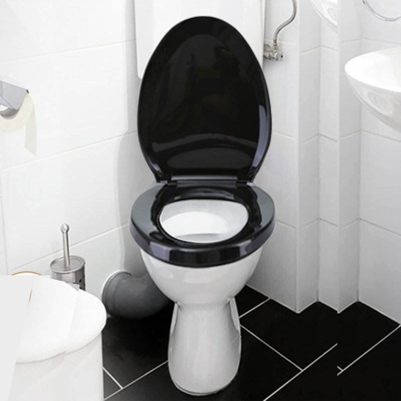 Siège de toilette allongé en plastique à fermeture facile