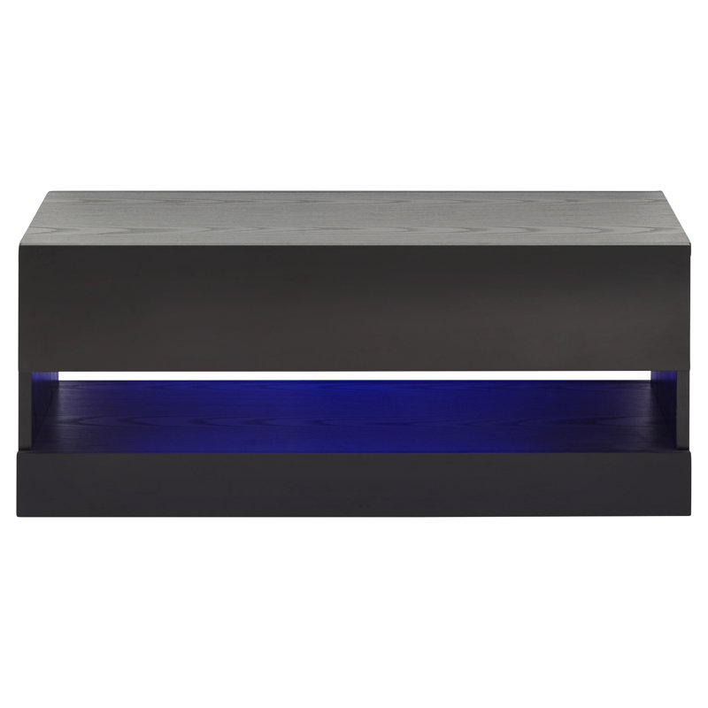 Allmon Floor Shelf Coffee Table with Storage, Black