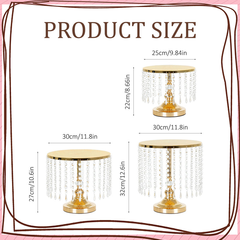 6-Piece Round Gold Metal Cake Stand Set for Wedding Birthday Party
