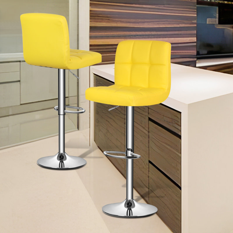 Tabouret de bar pivotant à hauteur réglable Defoor Siebeld, Jaune, 2