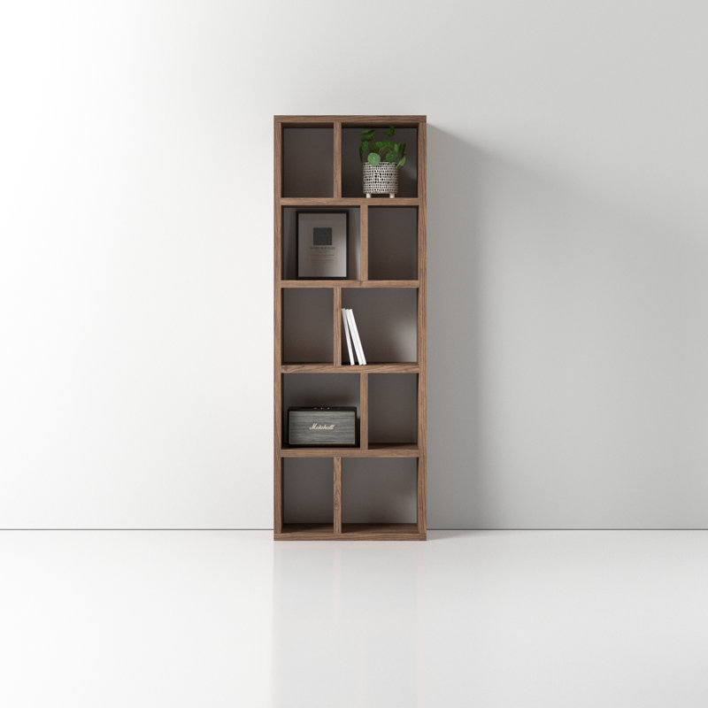 Stetson 4 Level Cube Unit Bookcase, Walnut, (5 Shelves) 78" H x 28" W x 13" D