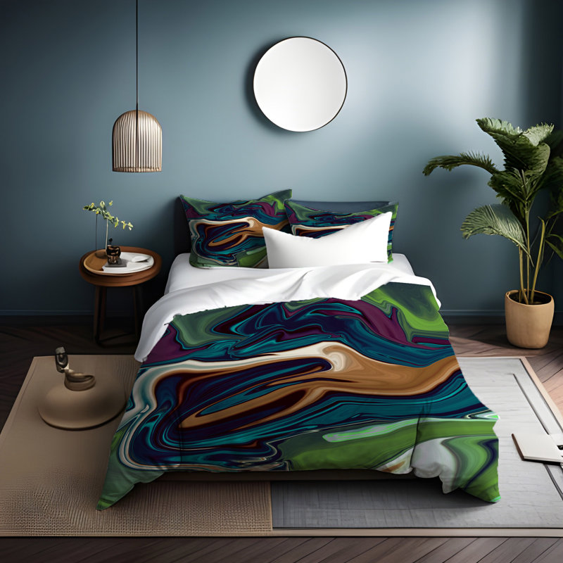 Polyester Abtract Duvet Cover, King Duvet Cover + 2 King Shams