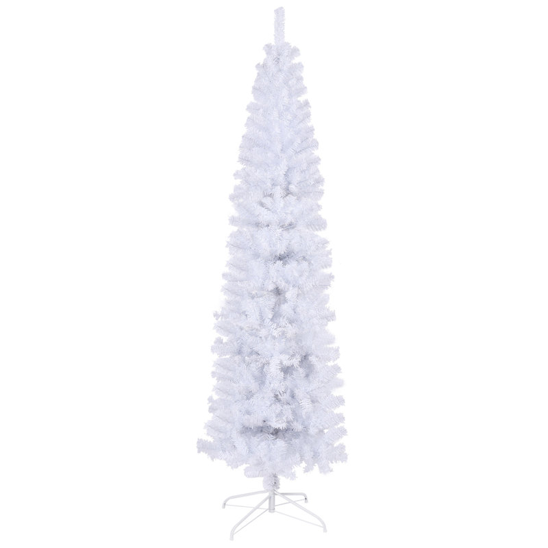 Arbre de Noël artificiel blanc 7,5 pi avec base en métal pliable
