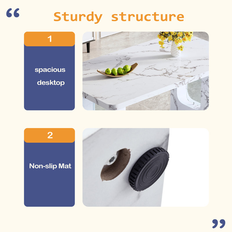 Table de salle à manger solide et moderne de 64,535,4 pouces de style solide avec motif en verre transparent, texture délicate et durabilité minimaliste