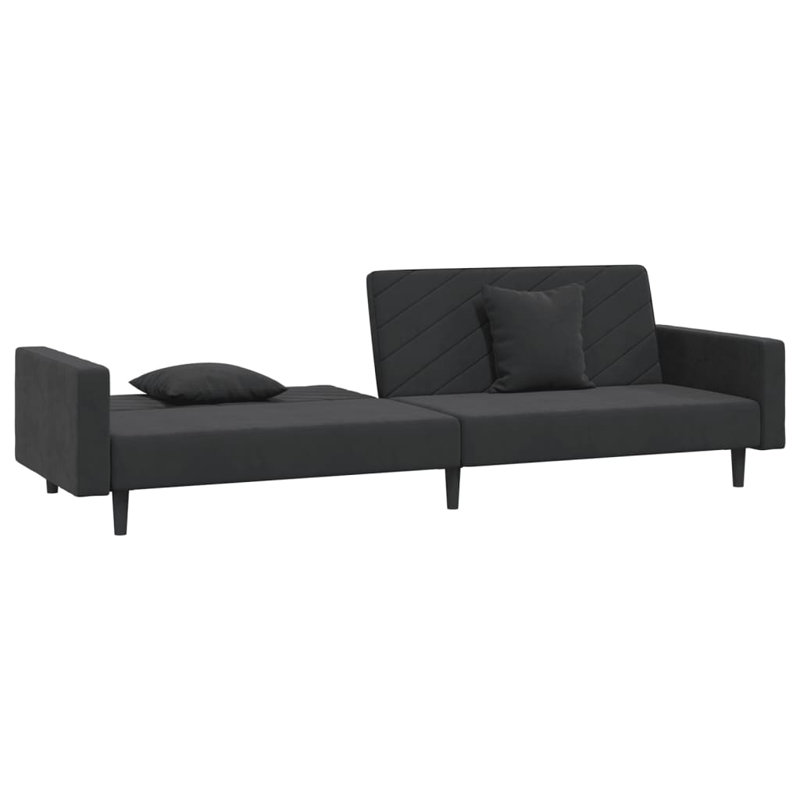 86.6'' Upholstered Sofa, Black, Black Velvet