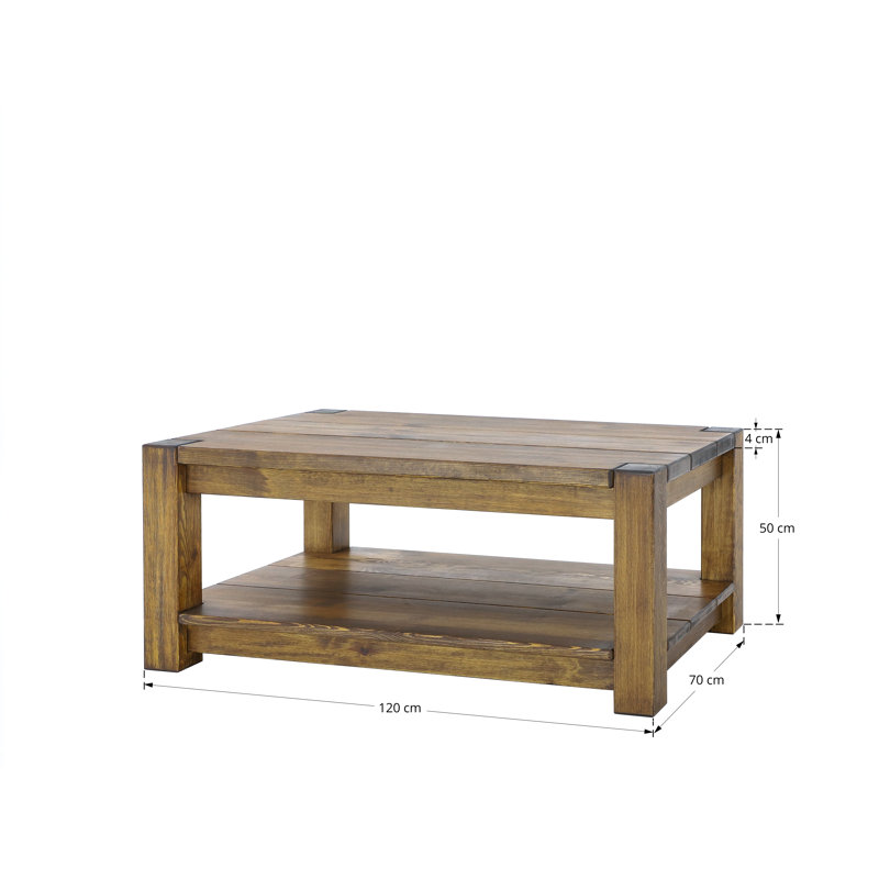 Desmon Solid Wood Four Leg Coffee Table with Storage