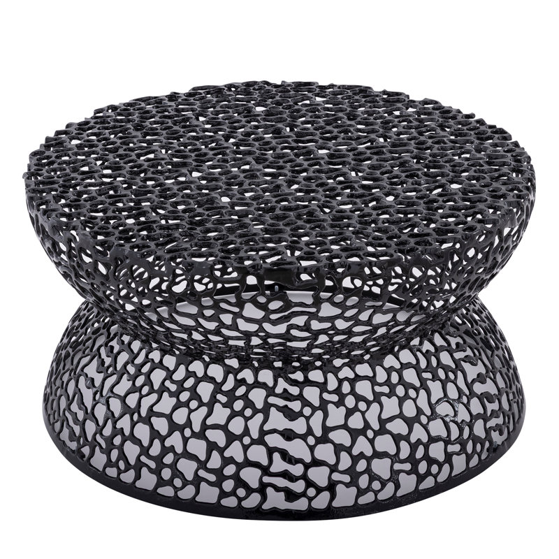 Nova Artisan Mesh Carved Designer Coffee Table, Black