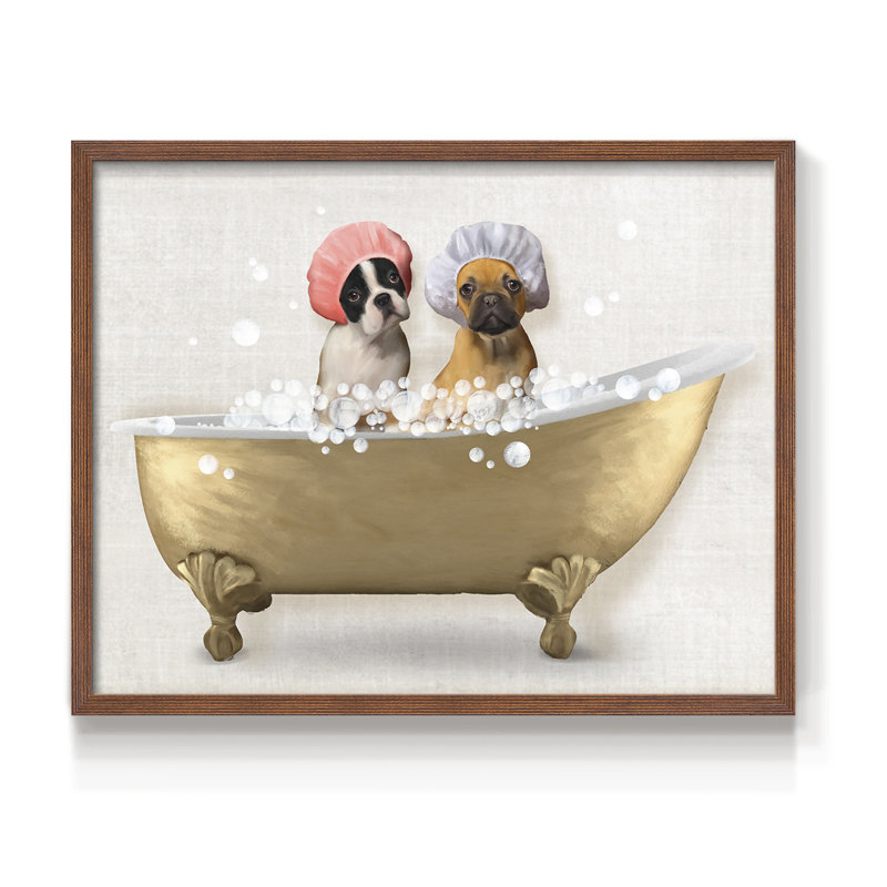 «Bath Dogs IV», impression encadrée, Noyer, H 16 po x l 20 po