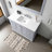 Dark Grey Single Bath Vanity 48 in. W x 22 in. D, White Quartz Top, White Square Sink, and 46 in. Mirror