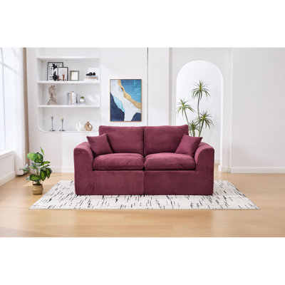 Canapé d'angle modulaire confortable 2 places Cloud, style moderne, avec revêtement en velours côtelé doux, housses de coussin amovibles, mousse haute densité et accoudoirs incurvés. Aucun assemblage requis. Parfait pour une ambiance de chambre à coucher.