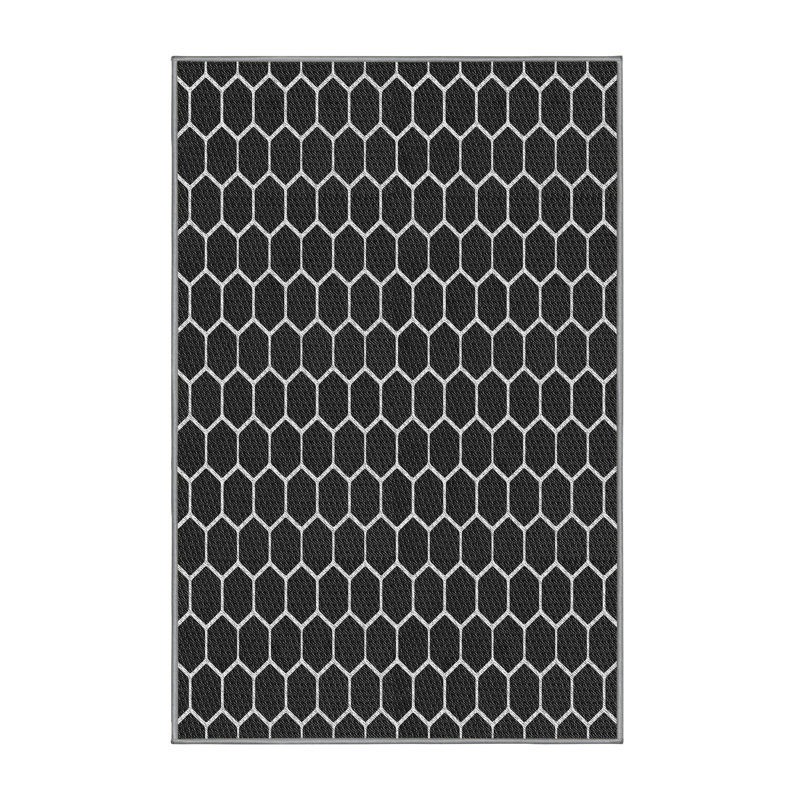 Tapis noir/blanc à motifs Holleman, Rectangle 8 pi x 12 pi