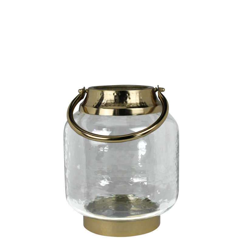 Lantern With Brass Handle  5” Drop Handle
