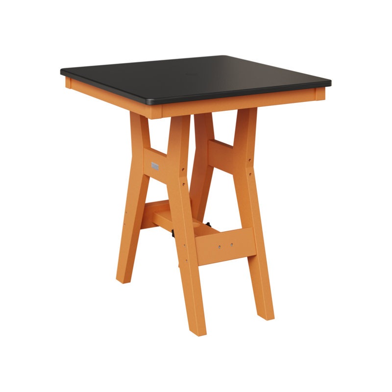 Table de bar carrée 28 po Berlin Gardens Harbor, H 38,87 po x l 28 po x P 28 po, Orange mangue, Noir martelé