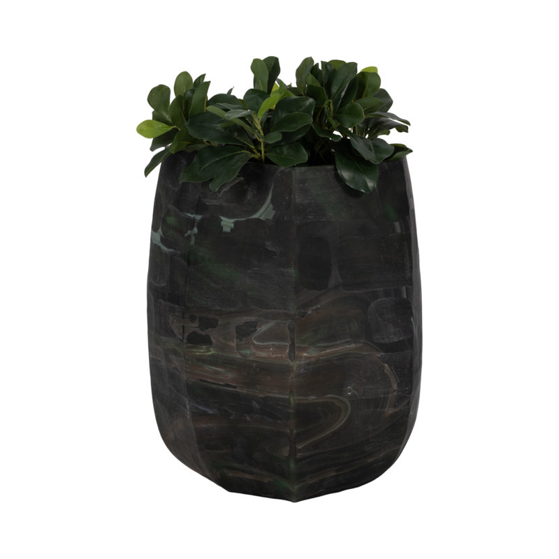 Vase en verre vert Orren Ellis Savu, H 15 po x l 11 po x P 11 po